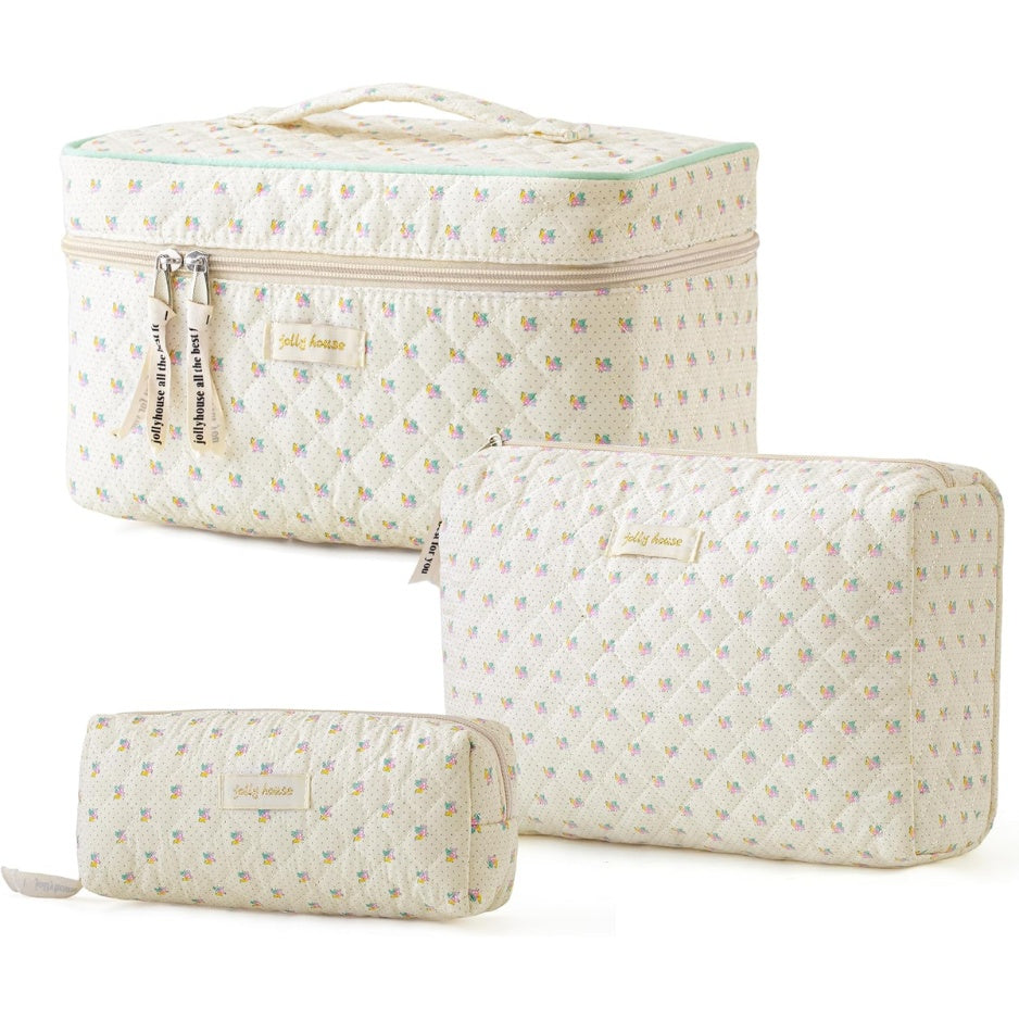 Quilted Makeup Bags, Set of 3