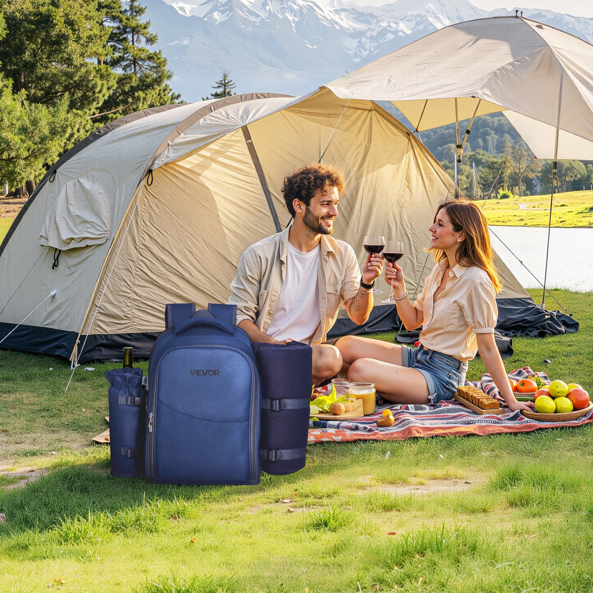 Picnic Backpack for Two, with Cooler
